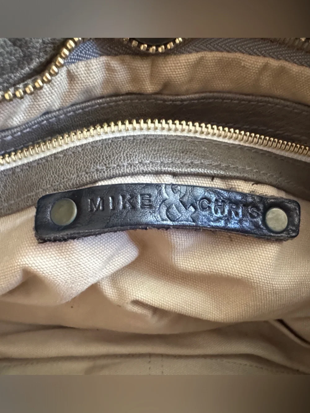 Mike & Chris Leather Clutch Bag in Olive Green